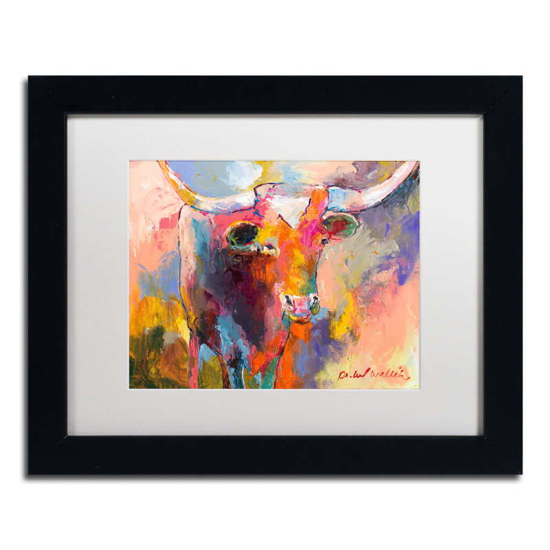 « boeuf », impression sur toile, H 11 po x l 14 po x P 0,5 po, Cadre noir, Blanc