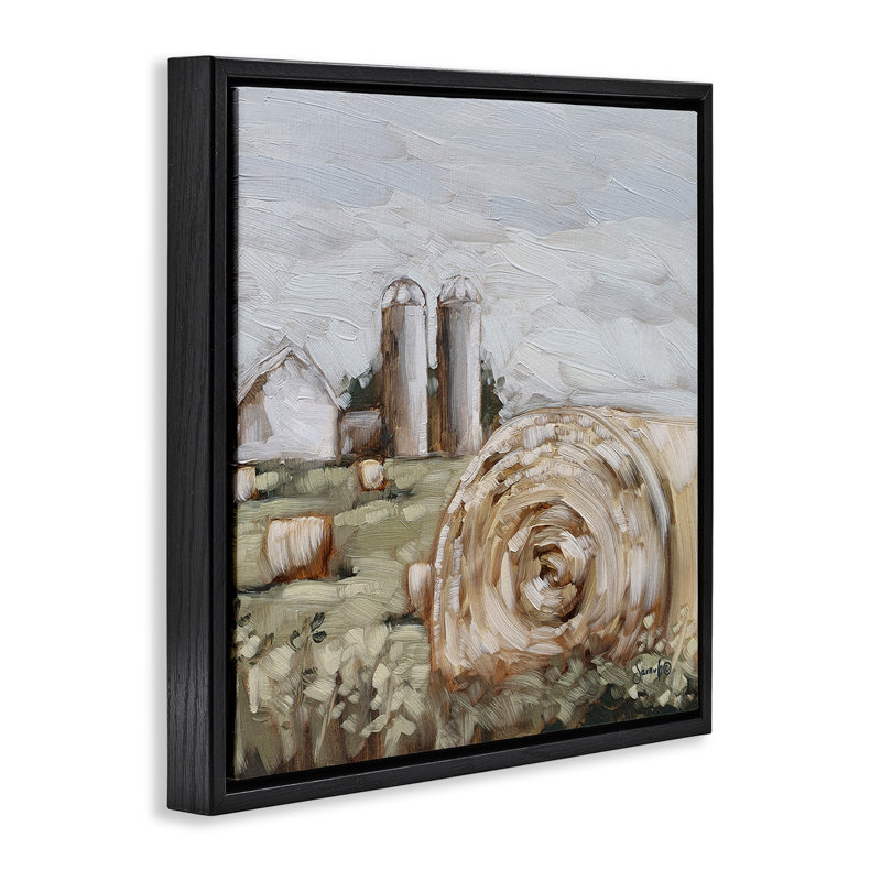 Hay Bales Farmland Pasture, H 18 po x l 18 po, Cadre flottant noir de jais