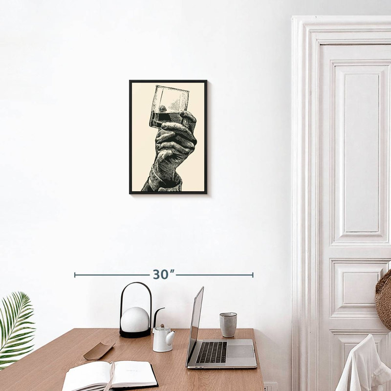 Whisky In Hand, 13 po x 19 po, Cadre flottant noir
