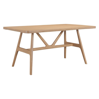63" Natural Solid Wood Trestle Base Dining Table