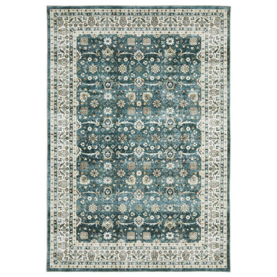 Tapis bleu sarcelle / ivoire Jadalynn