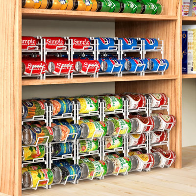 Soda Can Organizer Stackable Rack Dispenser for Pantry/Refrigerator, White, 4 Pack