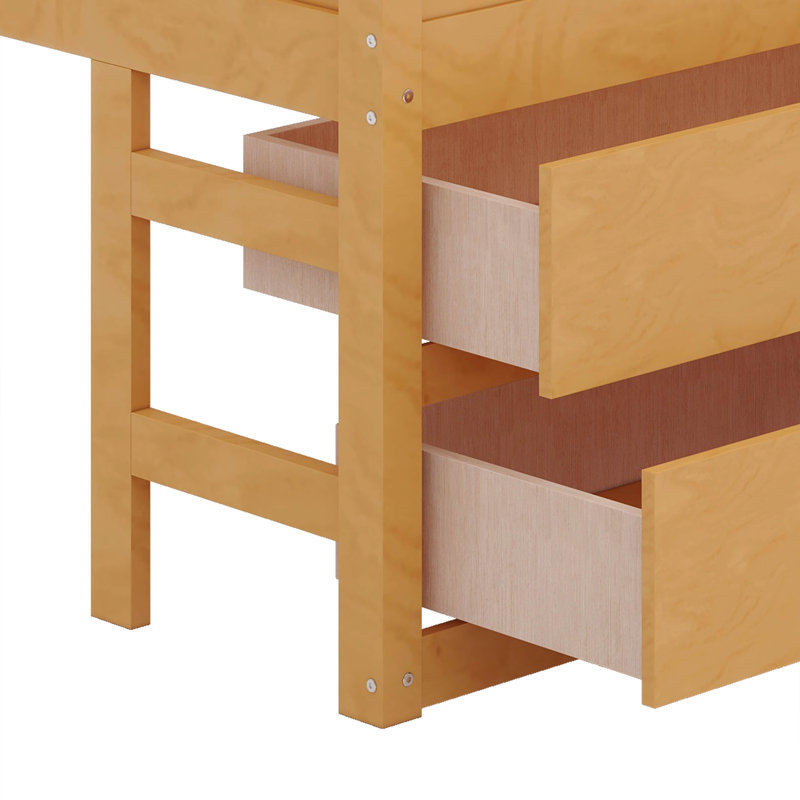 Structure de lit double en bois avec rangement pour tête de lit à DEL et tiroirs de rangement, Bois