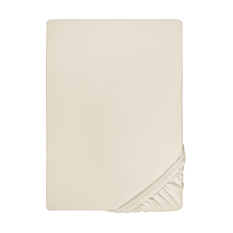 Cotton Blend Jersey Knit Fitted Sheet, Light grey, 140-160 x 200-220 cm