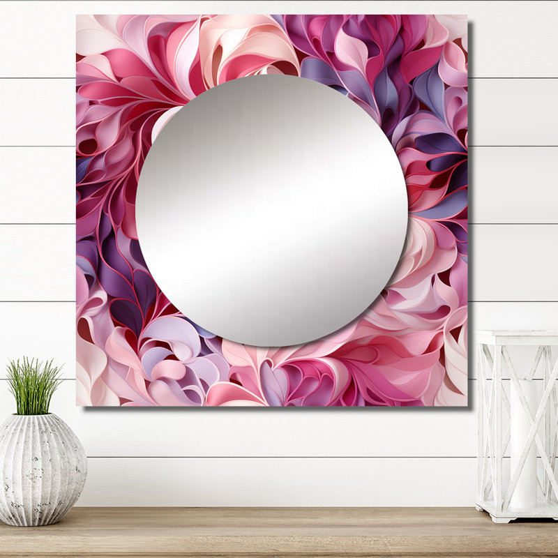 Liezel - Miroir carré abstrait Botanicals, 29 po x 29 po