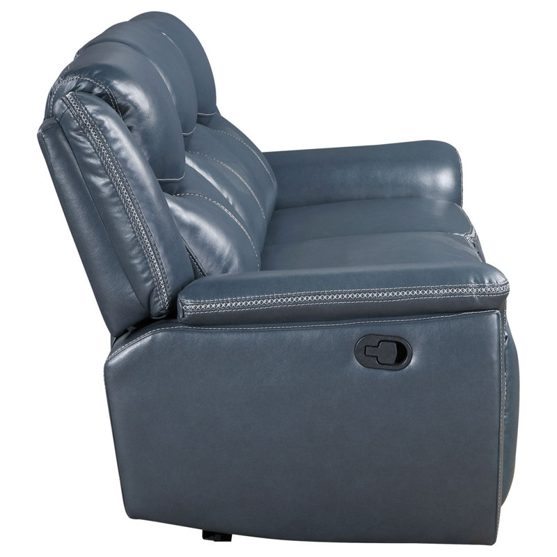 Stanwicke Blue Motion Reclining Sofa With Drop Down Table