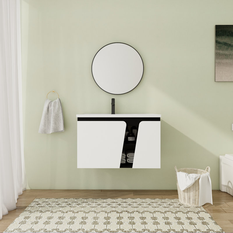 Meuble-lavabo mural simple 32 po avec comptoir en céramique