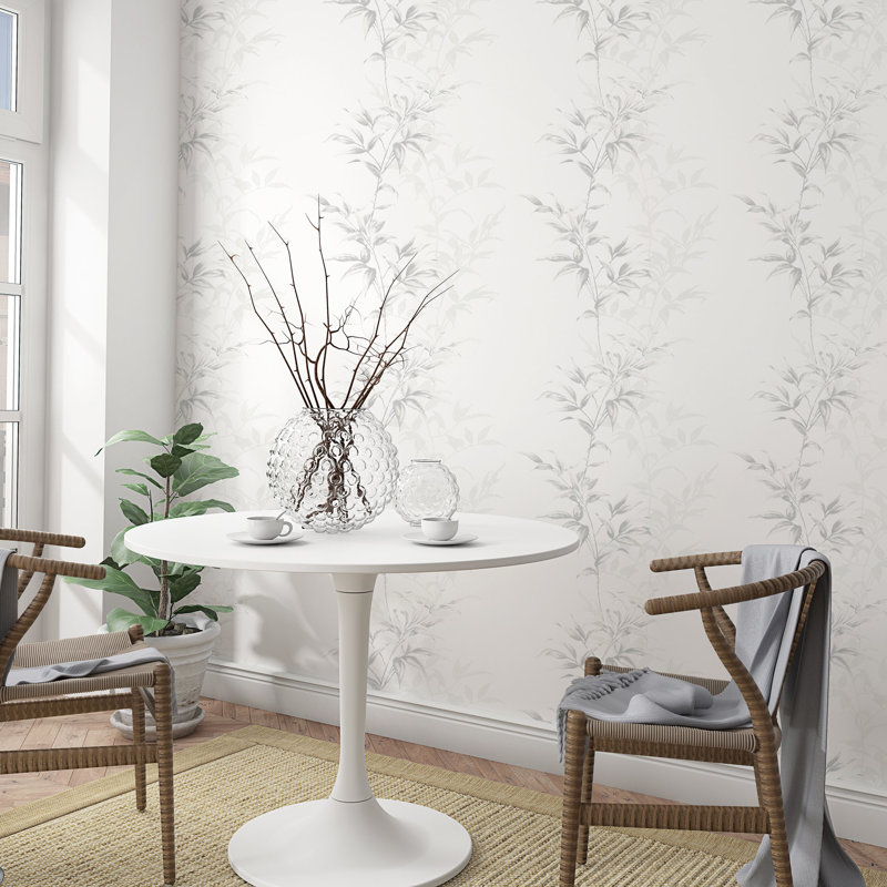 Ninti Industrial Effects Floral Leaf Stem Wallpaper Roll 10.05m x 53cm, Grey