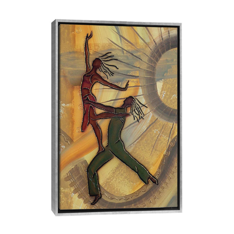 Danseurs par Fred Odle-impression, Pas de tapis, H 26 po x l 18 po x 1,5 po, Toile avec cadre argenté