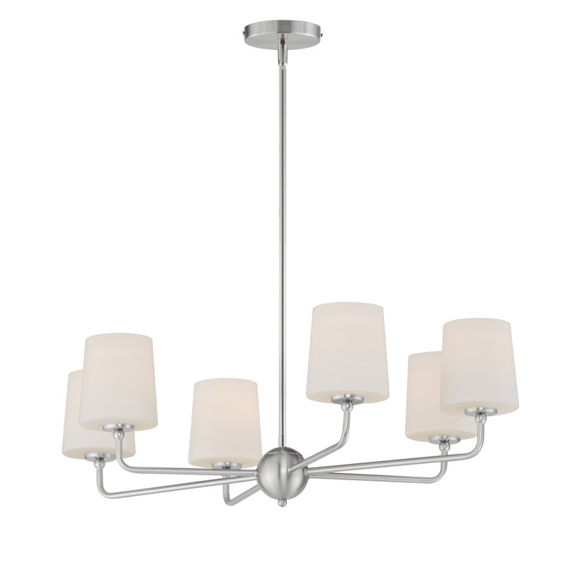 6 - Light Dimmable Classic / Traditional Chandelier, Satin Nickel