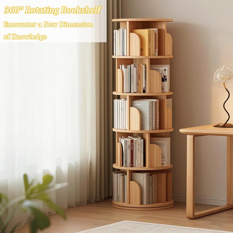Rotating Bookshelf, 360° Display Round Spinning Bookshelf
