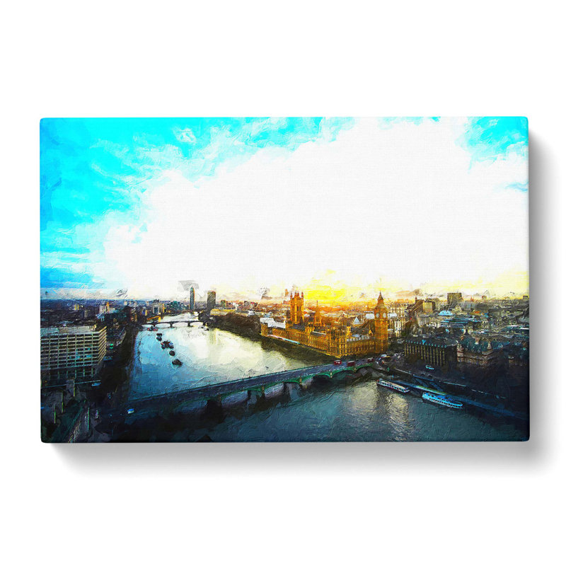 Big Ben & The London Skyline - Wrapped Canvas Painting, 40cm H x 60cm W x 3cm D