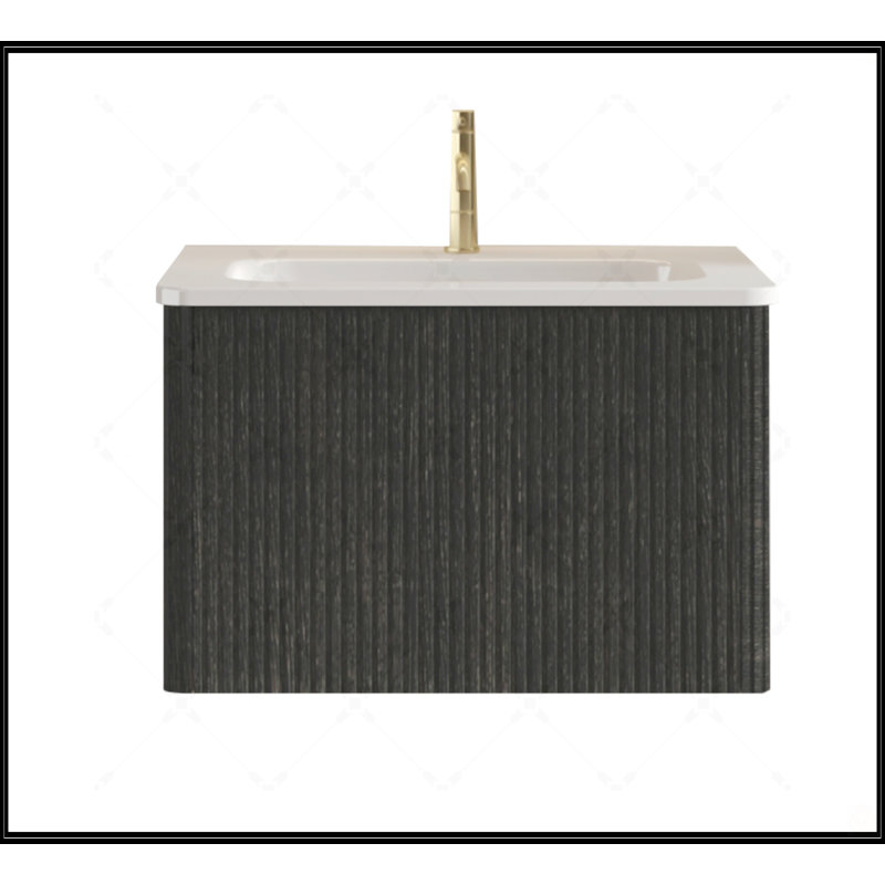 Meuble-lavabo flottant rayé noir et brossé Etna de 24 pouces avec lavabo intégré en céramique, design moderne et élégant, 24"