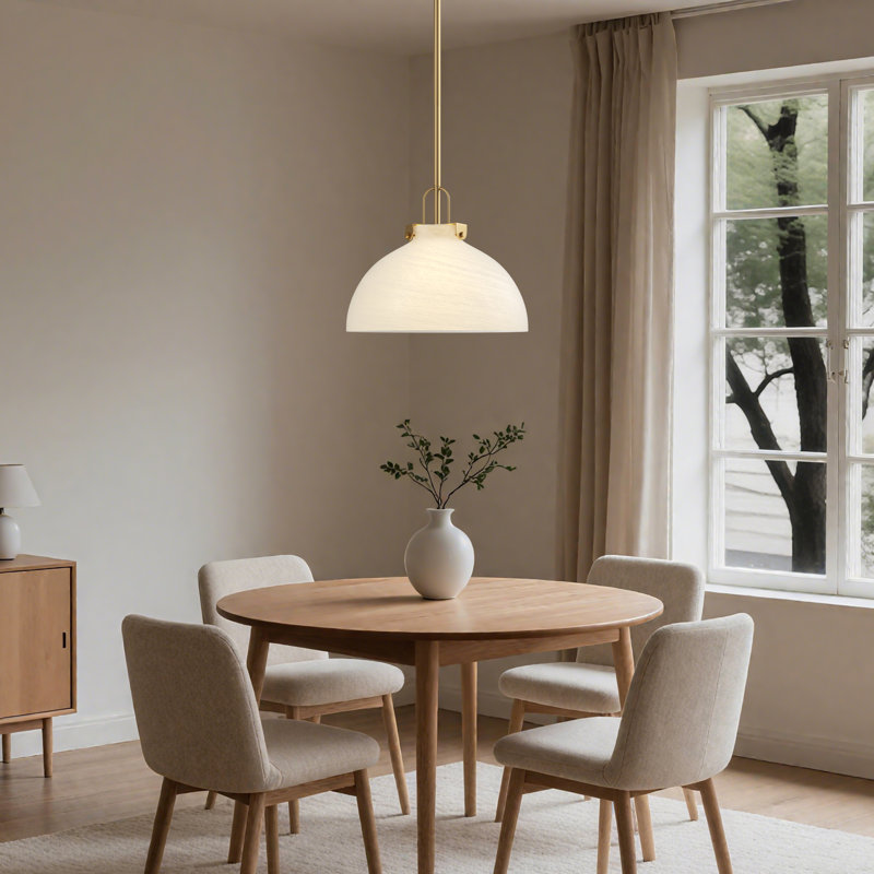 Luminaire suspendu en forme de dôme à 1 lumière de 12 po à 1 lumière à intensité variable pour îlot de cuisine. Verre nuage.