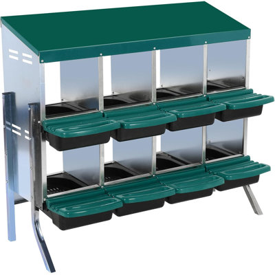 Boîte de nidification pour poulets, boîte de ponte à 8 trous avec support, plateau pour la collection d'œufs, grands trous pour la ventilation, convient aux poulets et aux canards