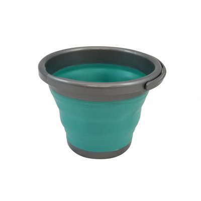 Seau pliable avec poignée Homz 2211049 Store N Stow, gris et bleu sarcelle