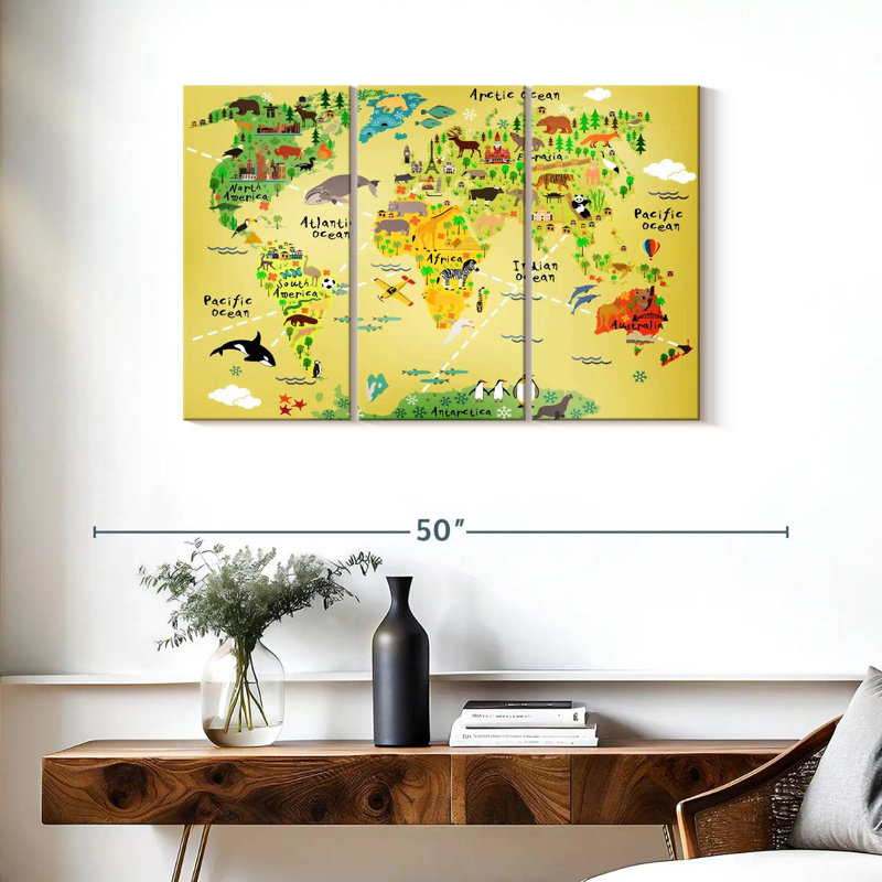 Carte du monde des animaux Keiri, H 24 po x l 38 po