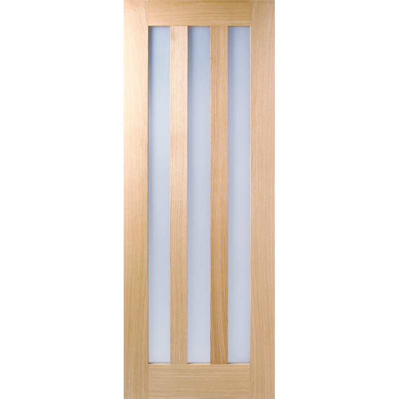 Utah 3L Clear Glazed Unfinished Oak Internal Door, Wood Stain, 198.1cm H x 61cm W x 3.5cm D