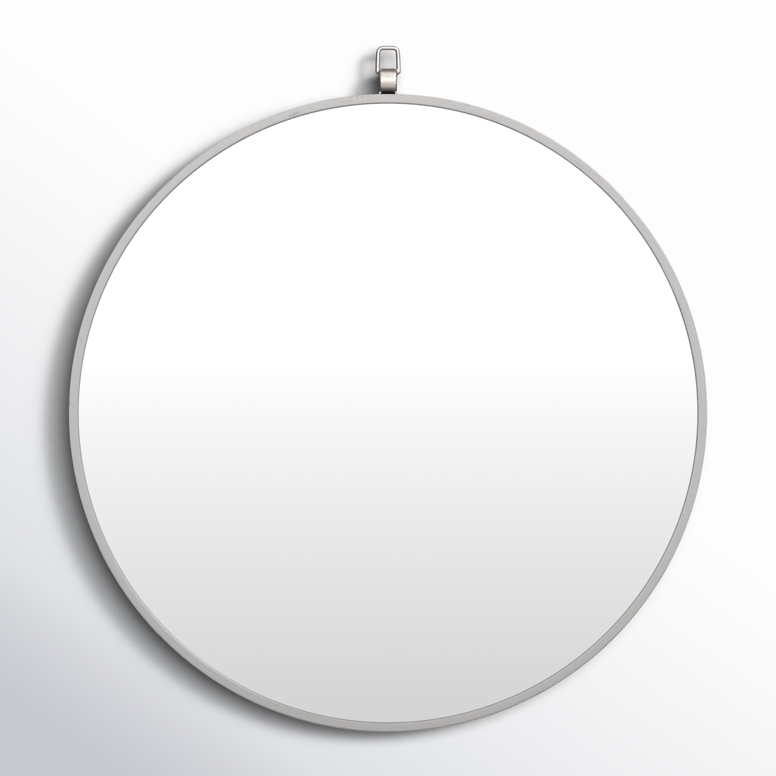 Cassie Metal/Manufactured Wood Round Wall Mirror, Silver, 18" x 18"