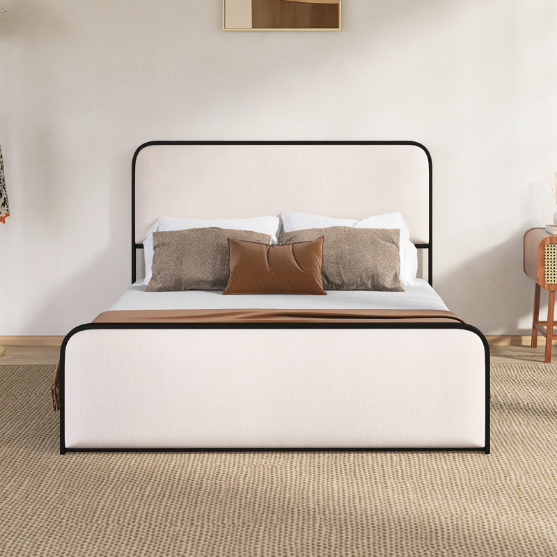 Grand lit plateforme en métal avec rangement sous le lit, Grand lit