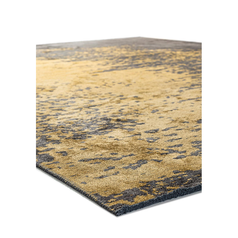 Abstract Flatweave Charcoal/Yellow Area Rug, Rectangle 7'10" x 11'2"