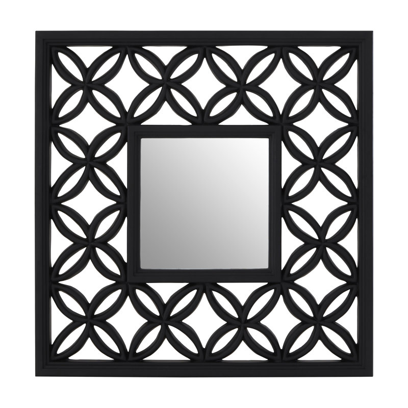 Ferrara Solid Wood Concave Wall Mirror, Black