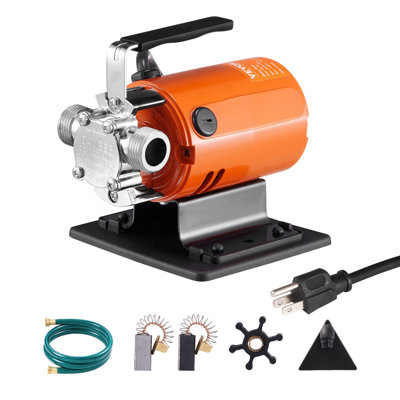 Pompe de transfert d'eau, 120 V CA 360 GPH 1/10 HP, pompe utilitaire électrique portative avec ensemble de tuyau d'aspiration de 6 pi, brosses à charbon, roue, crépine d'aspiration, pour jardin, baril de pluie, piscine, étang, aquarium