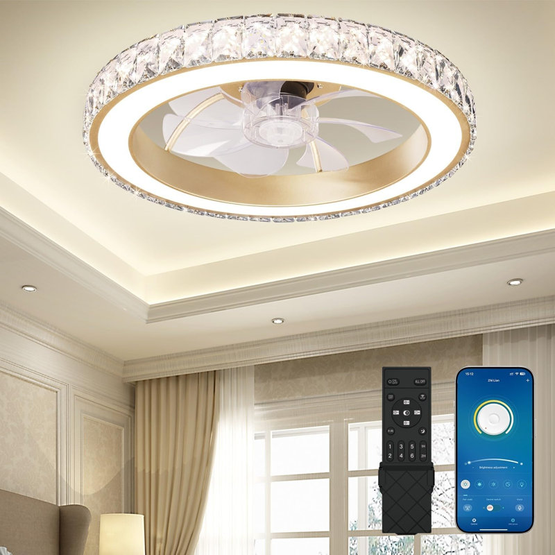 Modern Crystal Chandelier Ceiling Fan