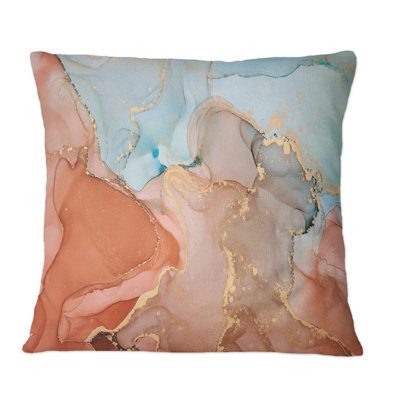 Coussin décoratif abstrait brun et turquoise
