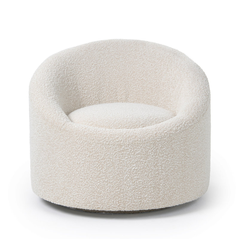 Chaise d'appoint pivotante 33 po Cid Rony, polyester beige, base en bois