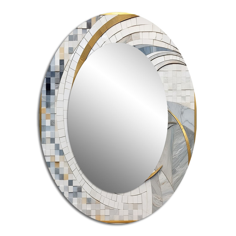 Miroir mural gris et jaune II, 40 po x 30 po
