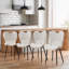 Chaises d'appoint modernes minimalistes, similicuir blanc avec poignée intégrée, structure en métal noir mat, ensemble de 4