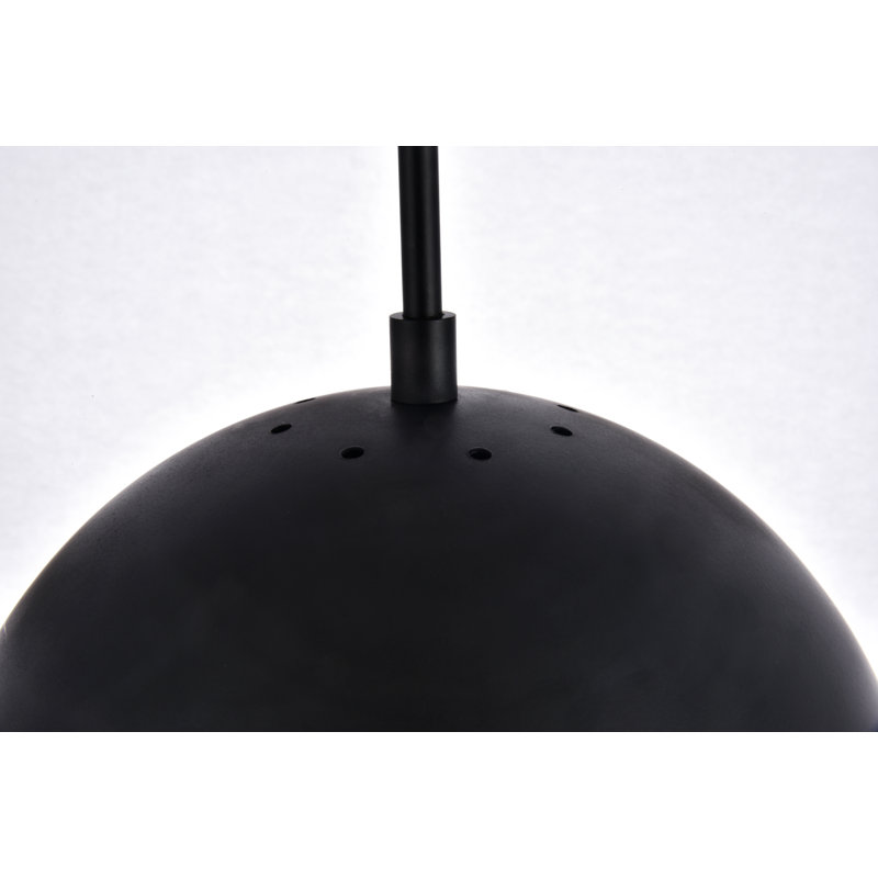 Luminaire suspendu sphère 1 lumière Bulera, Noir, H 177 po x l 10 po x P 10 po