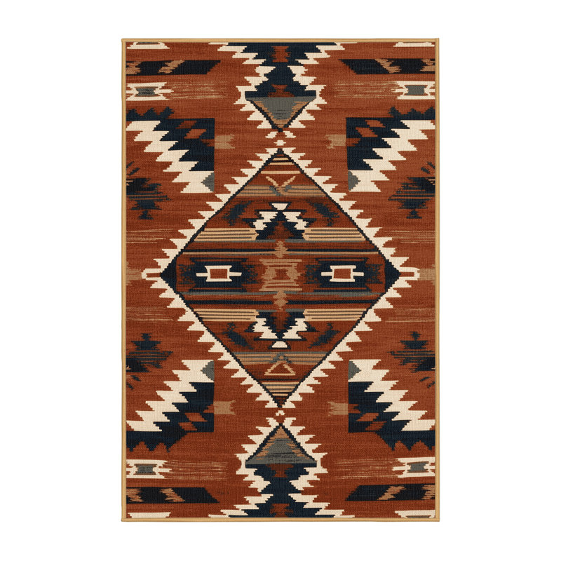 Tapis lavable d'inspiration Pueblo, Rectangulaire 2 pi x 3 pi