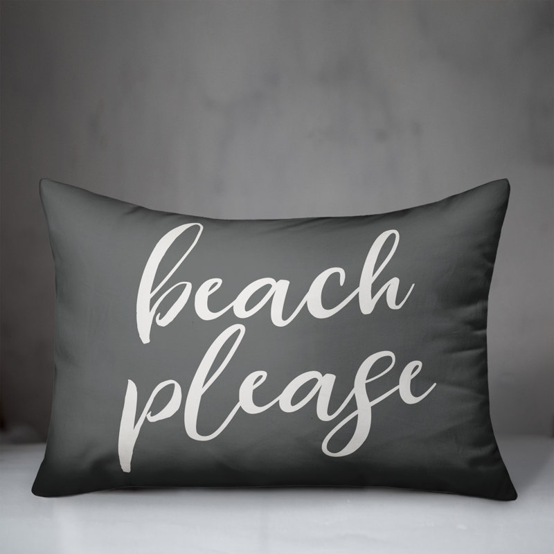 Textual Outdoor Throw Pillow, Dark Gray/White