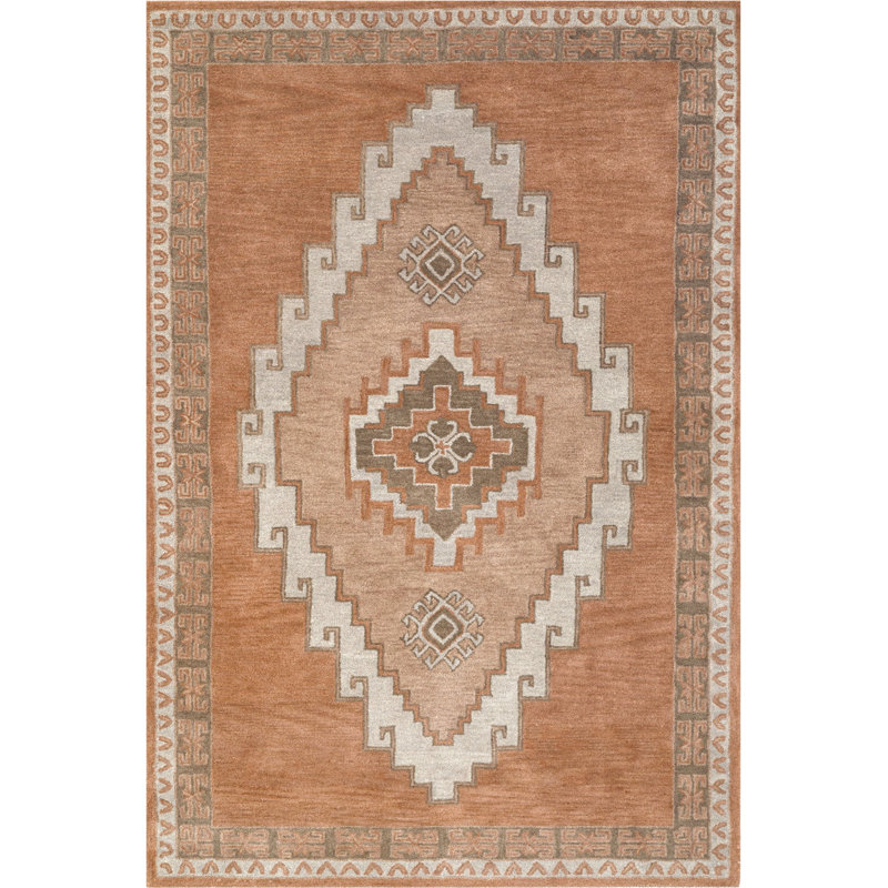 Tapis Isbah en laine touffeté à la main, Rectangulaire 3 pi x 5 pi