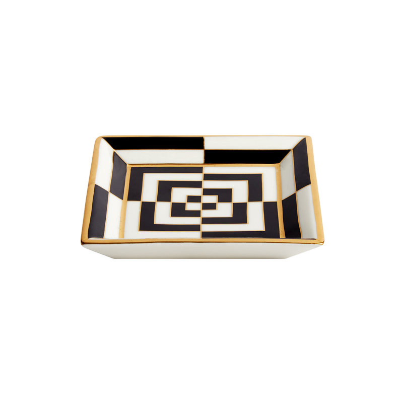 Plateau carré en porcelaine Op Art