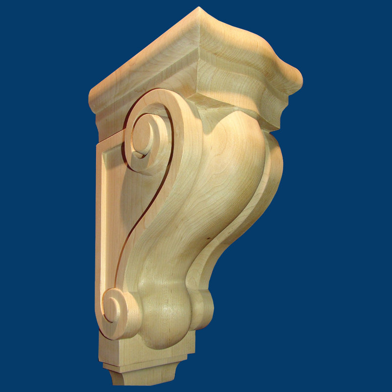 Corbeau à volutes H 9 3/4 po x l 4 1/2 po x P 5 3/4 po, Érable dur