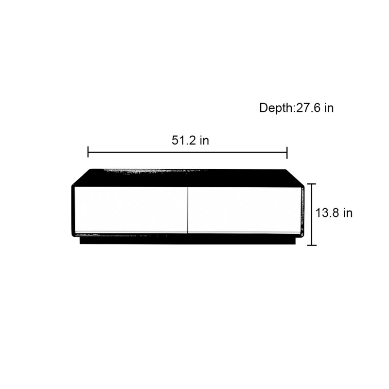 Table de salon moderne et simple rectangulaire, Noyer foncé, H 13,8 po x L 51,2 po x l 27,6 po, Noir, noir, noir, noir