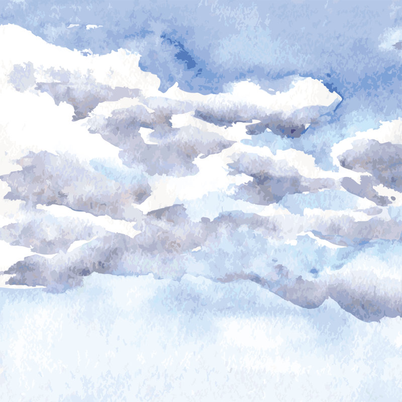 Fiorenzo, aquarelle, dessin de nuages sur toile par Cat_Arch_Angel, peinture, H 12 po x l 12 po