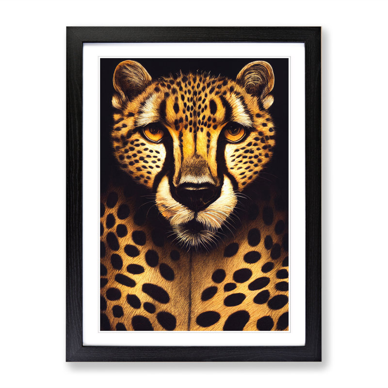 Cheetah Surrealism 1 Piece Wall Art, 34cm H x 25cm W, Oak Framed