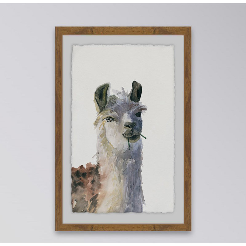 Chewing Llama - Single Picture Frame Painting, 46 cm H x 30 cm W