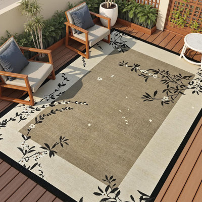 Oriental Cherry Blossom Print Indoor Area Rug