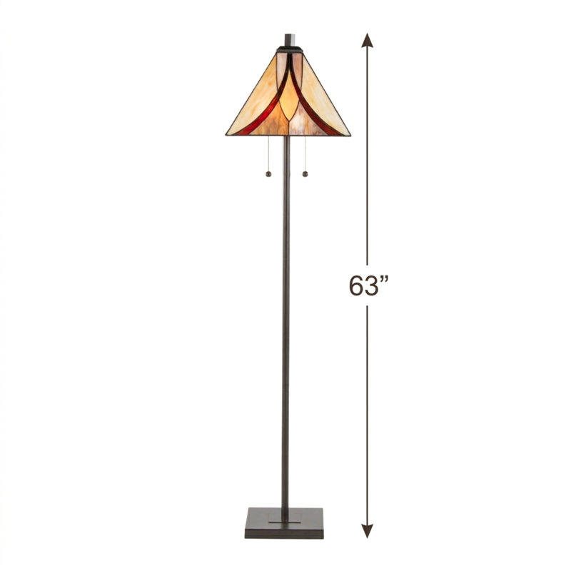 Floor Lamp with Double Pull Chains, Brown/Cream