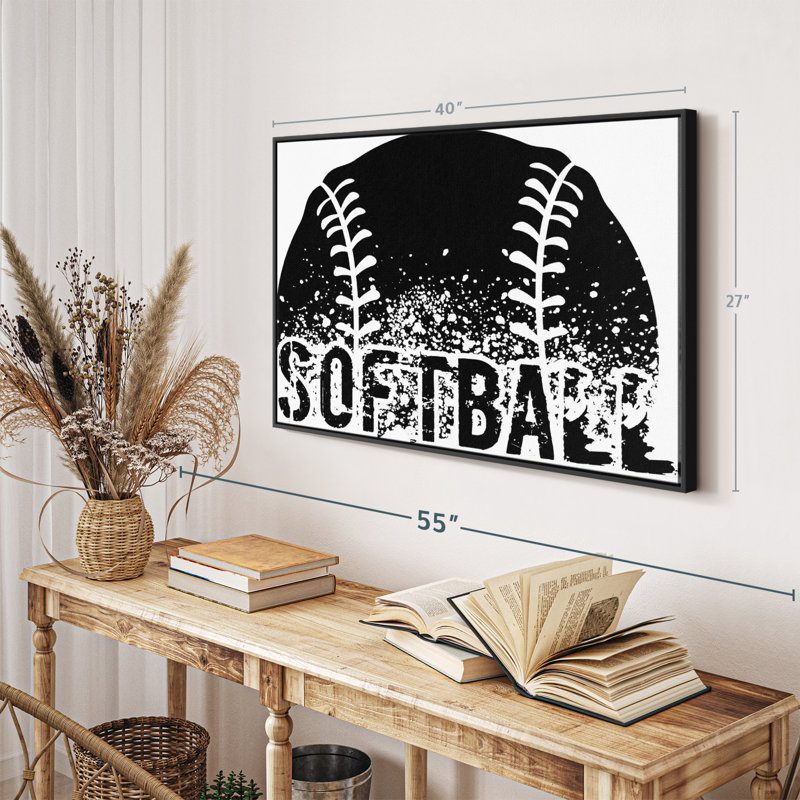 Impression sur toile noire Softball, H 27 po x l 40 po
