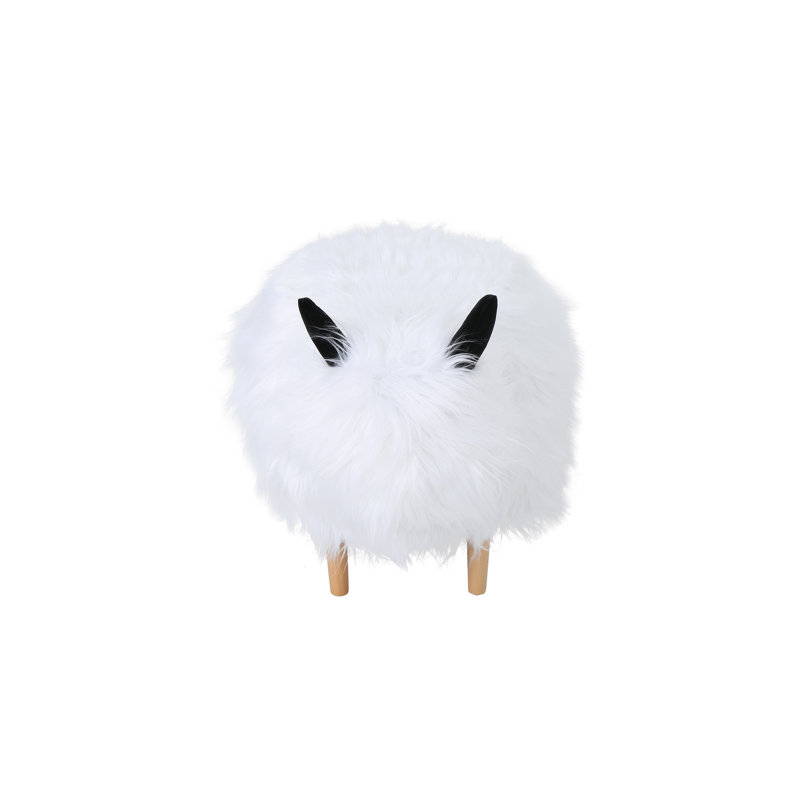 Repose-pieds ovale standard 26,5 po Saul, Blanc / fausse fourrure blanche