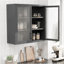 Armoire murale rétro avec portes en verre gaufré