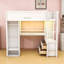 Lit mezzanine en bois avec bureau intégré, garde-robe, ports de chargement USB et bande lumineuse à DEL-133529525-133529526