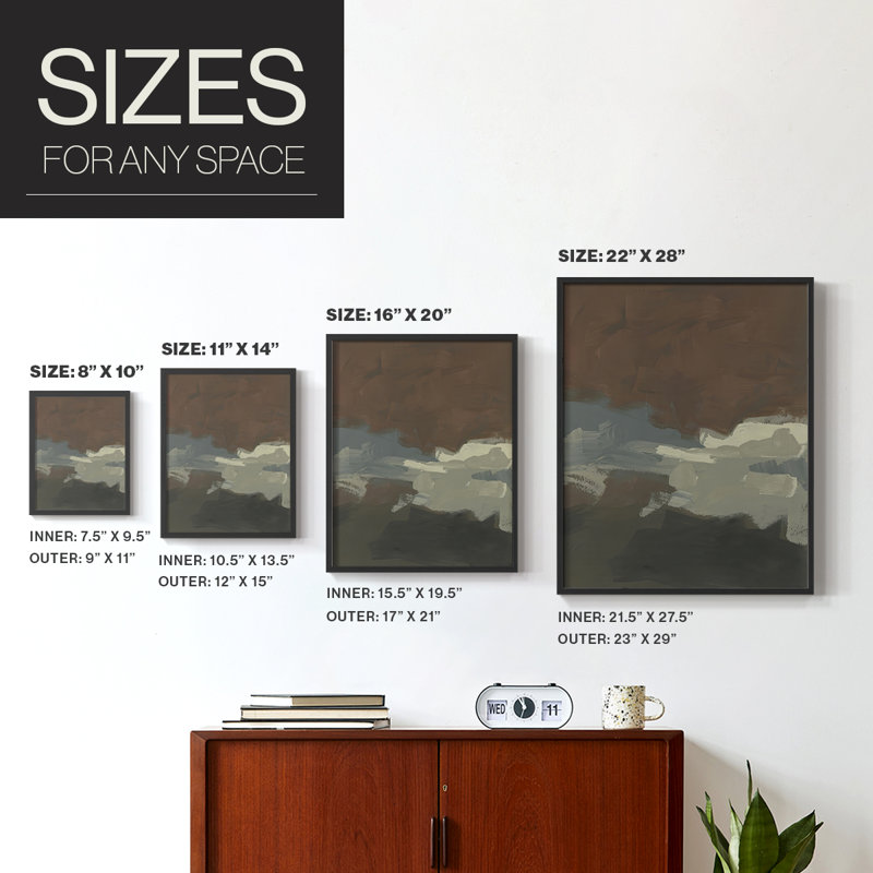Mudstone Swath I, reproduction encadrée - bois massif, Noir, noir, noir, noir, H 30 po x l 24 po