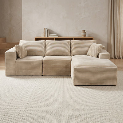 Canapé modulaire 103,9 "avec canapé en L modulaire avec méridienne en forme de L, canapé rembourré minimaliste moderne pour la chambre à coucher, canapé d'angle à assise profonde, aucun assemblage requis